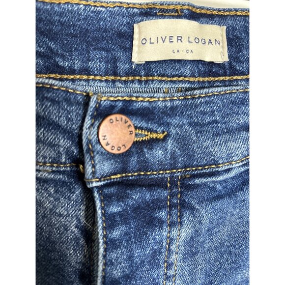 Oliver Logan Mens Jeans 34 X 32 Vintage Worn Med Wash Button Fly Straight Leg - Picture 6 of 12